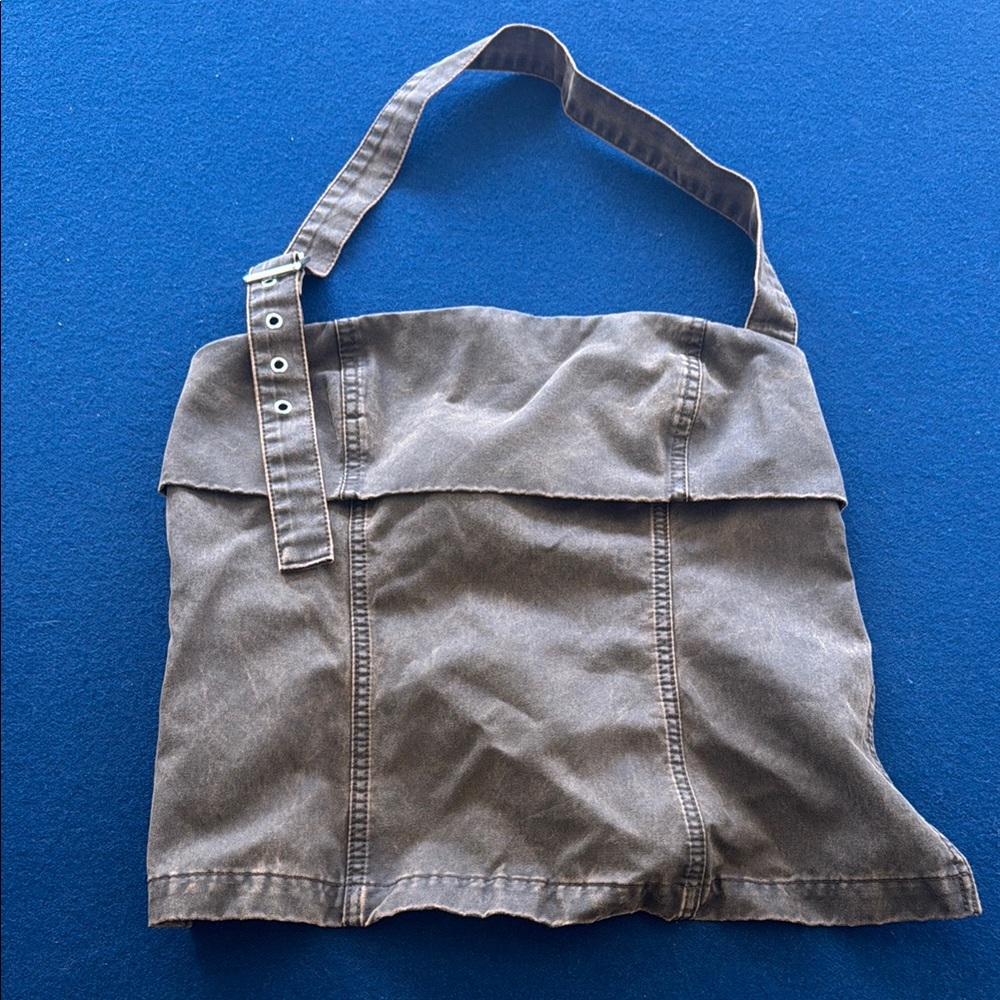 Brown Halter with belt straps BACKLESS
